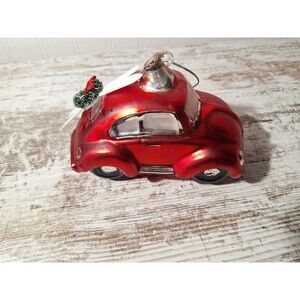Department 56 Mercury Glass Ornament Red‎ Volkswagen Beetle Bug Car Christmas